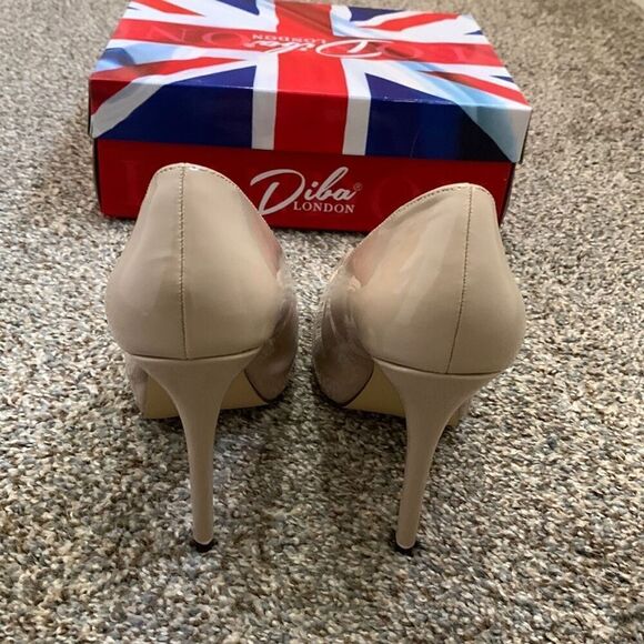 Diba London Heels Shoes Size 8 Nude Beige Peep Hole Tenith 5" - Picture 3 of 13